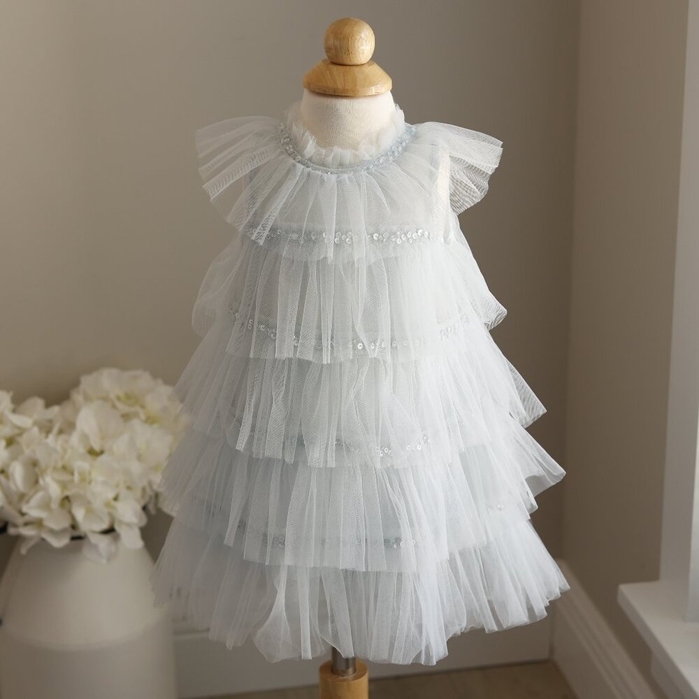Tutu Du Monde Alchemy Bebe Tulle Dress Shine Blue Embellished 6/12 Month PERFECT